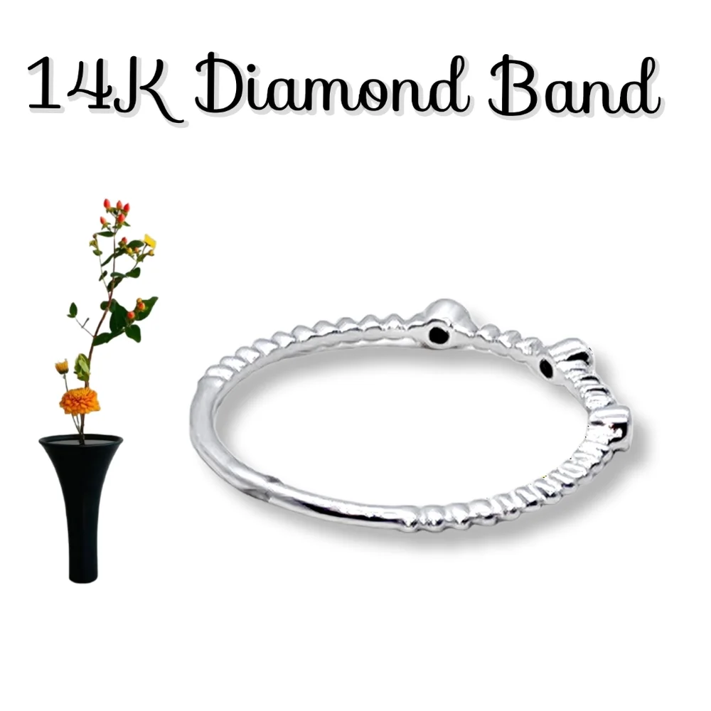 14K White Gold Diamond Band